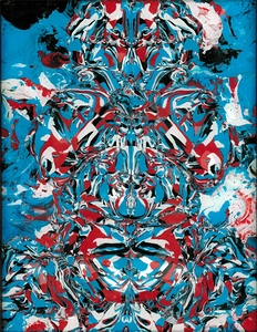 Golden Fin - Red Blue  - Mix Medium -  8 x 10