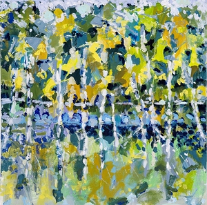 Patricia Walton  - A walk in the forest - Une marche dans le bois - Acrylic - 18 x 18 x 1 12