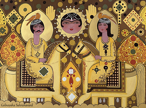 Golnoosha Sahranavard  -  Legend of the Throne  -  La Legende du Trone  Watercolor  16x20 