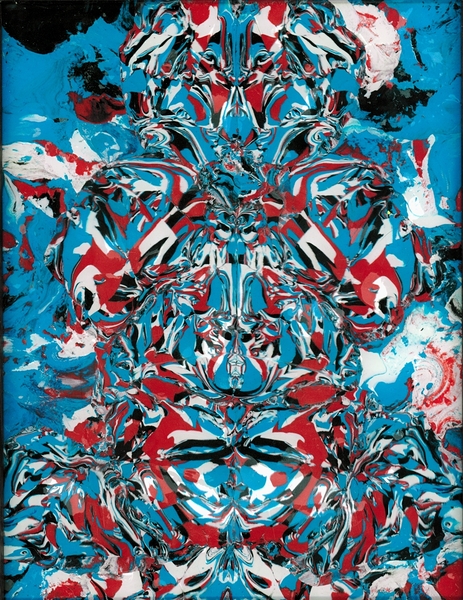 Golden Fin - Red Blue  - Mix Medium -  8 x 10 Print