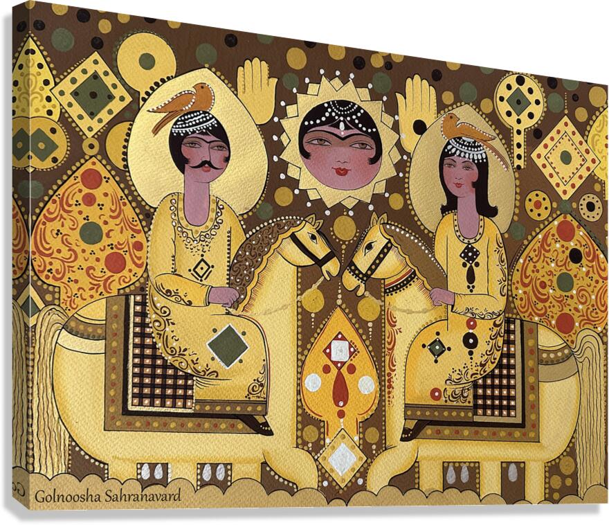 Golnoosha Sahranavard  -  Legend of the Throne  -  La Legende du Trone  Watercolor  16x20  Canvas Print