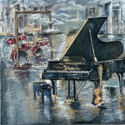 Yuliana Lytvar  - Nocturne Waves  Mix Medium   36 x 36