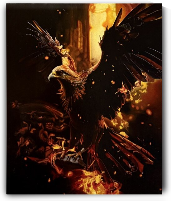 Adonis Kems - A Rising Phoenix  Oil Paintin  24x20 by Global Art League