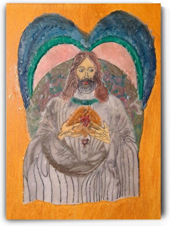 Jose Oliveira   God  Sitting and holding the hear by Global Art League