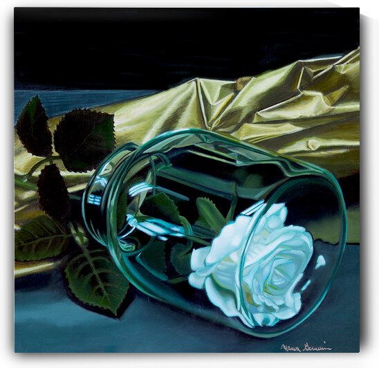 Manon Germain   -  Elegance sous verre  Oil Painting  12 x 12 by Global Art League