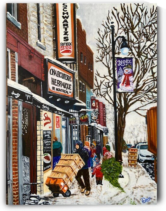 Debbie Underwood   - Schwartzs Deli Montreal - Acrylic - 18 x 14 by Global Art League