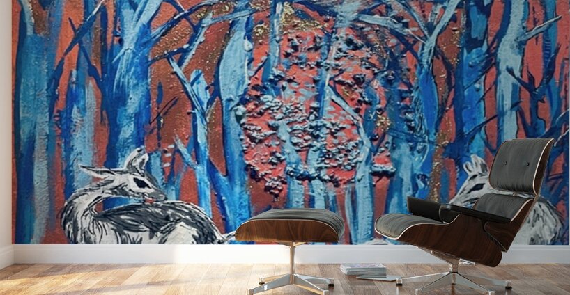 Marina Ocampo  - Sacred Deers : Mix media : 8 x 8 . Wall Murals