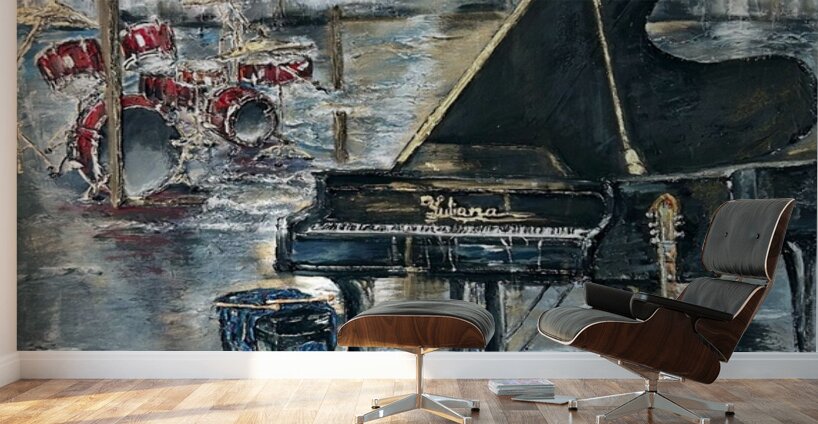 Yuliana Lytvar  - Nocturne Waves  Mix Medium   36 x 36 Wall Murals