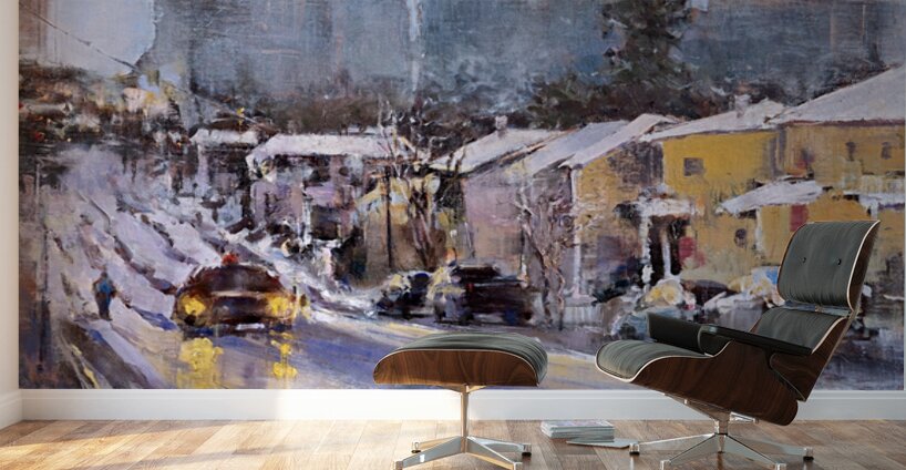 Sunil Kalmady   - Winter Evening  Oil Painting  20x16 Wall Murals