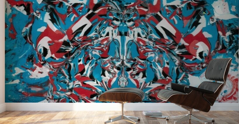 Golden Fin - Red Blue  - Mix Medium -  8 x 10 Wall Murals