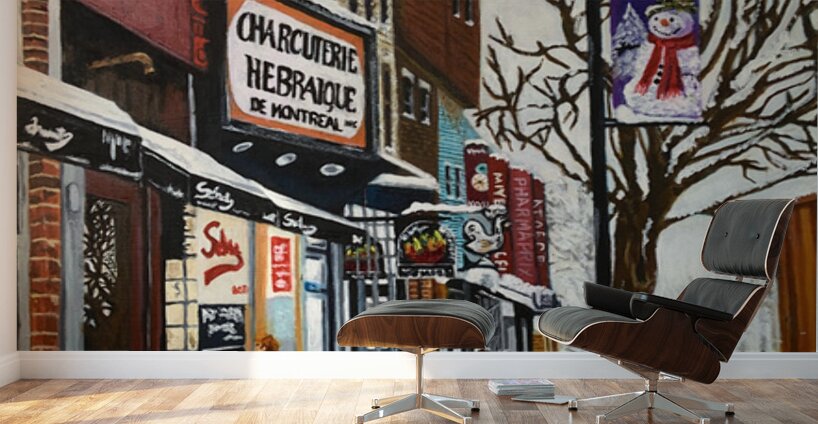 Debbie Underwood   - Schwartzs Deli Montreal - Acrylic - 18 x 14 Wall Murals