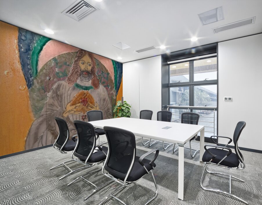 Jose Oliveira   God  Sitting and holding the hear Wall Printing