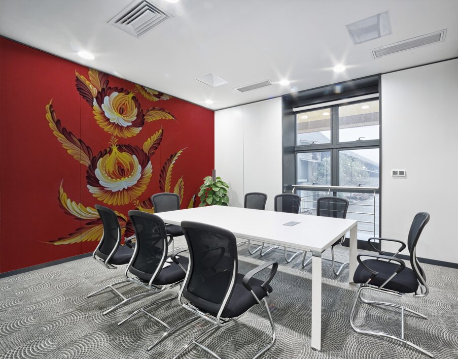 Tetyana Nechyporenko ArtKvitka  -  Crimson Sky  - Petrykivka Style  - Acrylic - 12 x 16  Wall Printing