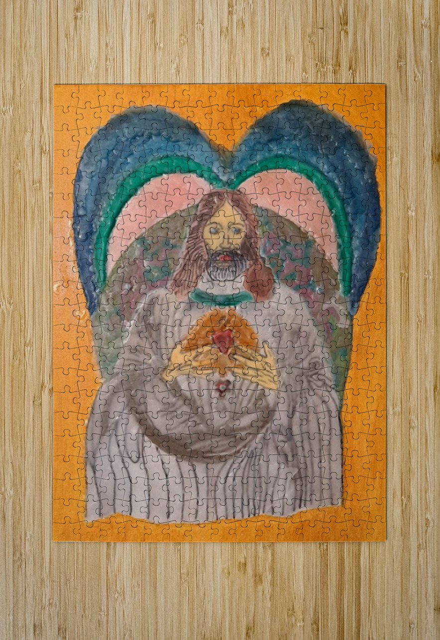 Jose Oliveira   God  Sitting and holding the hear Global Art League Puzzle printing