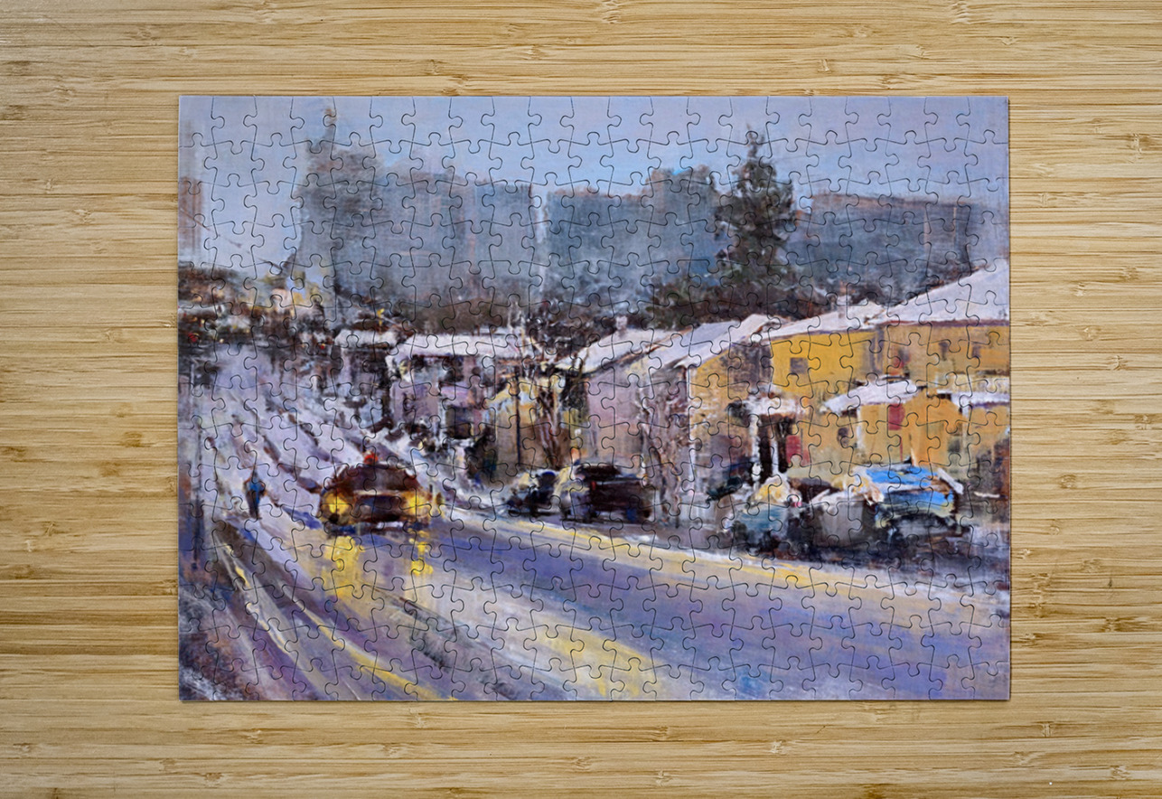 Sunil Kalmady   - Winter Evening  Oil Painting  20x16 Global Art League Puzzle printing