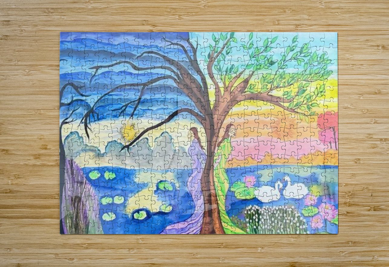 Aishwarya Vachan Shaha   - Emotional Landscape  Acrylic  27x40 Global Art League Puzzle printing