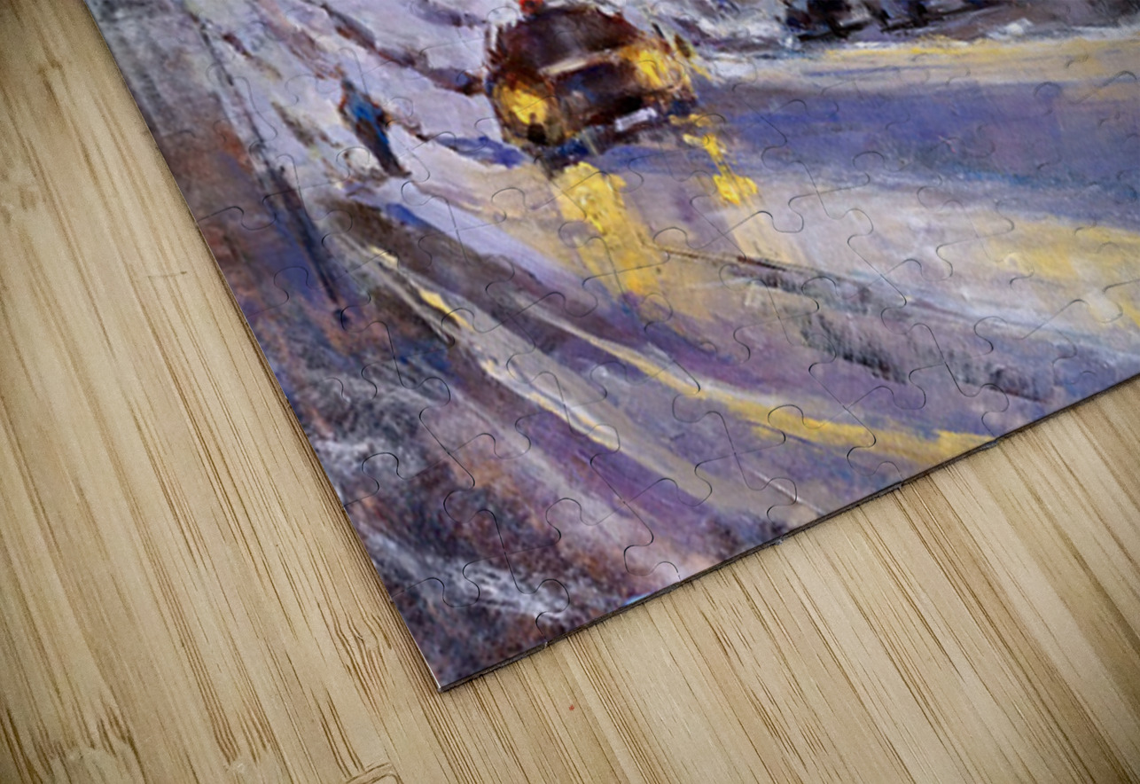 Sunil Kalmady   - Winter Evening  Oil Painting  20x16 Global Art League Puzzle