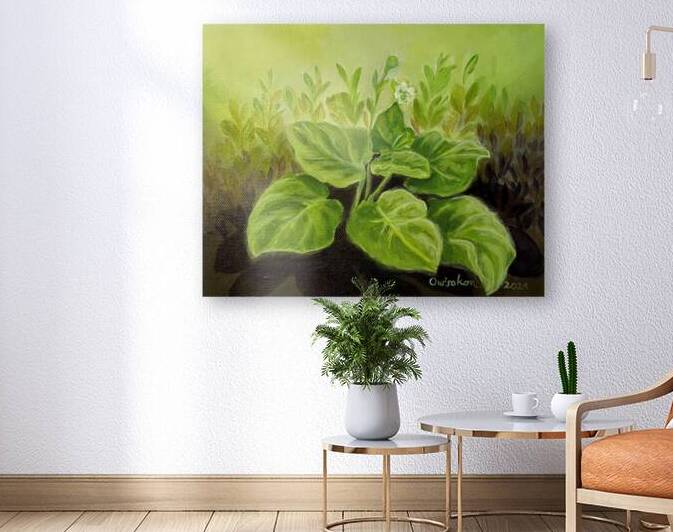 Owisokon Lahache  - Oienkwaon  Ceremonial Tobacco   Acrylic  8.5x11 by Global Art League