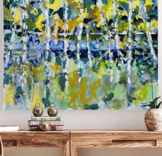 Patricia Walton  - A walk in the forest - Une marche dans le bois - Acrylic - 18 x 18 x 1 12 by Global Art League